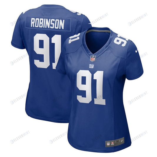 A'Shawn Robinson 91 New York Giants Women Team Game Jersey - Royal