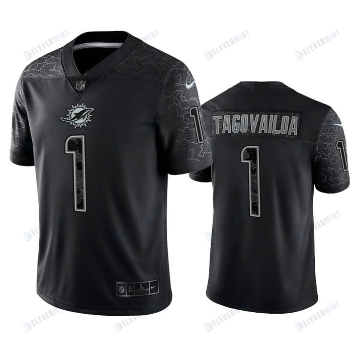 Tua Tagovailoa 1 Miami Dolphins Black Reflective Limited Jersey - Men