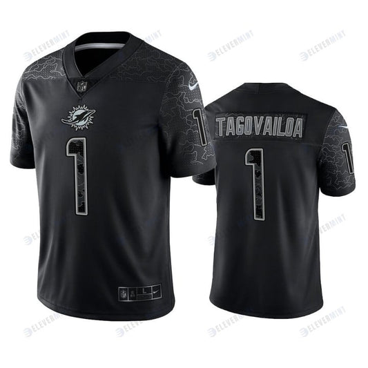 Tua Tagovailoa 1 Miami Dolphins Black Reflective Limited Jersey - Men