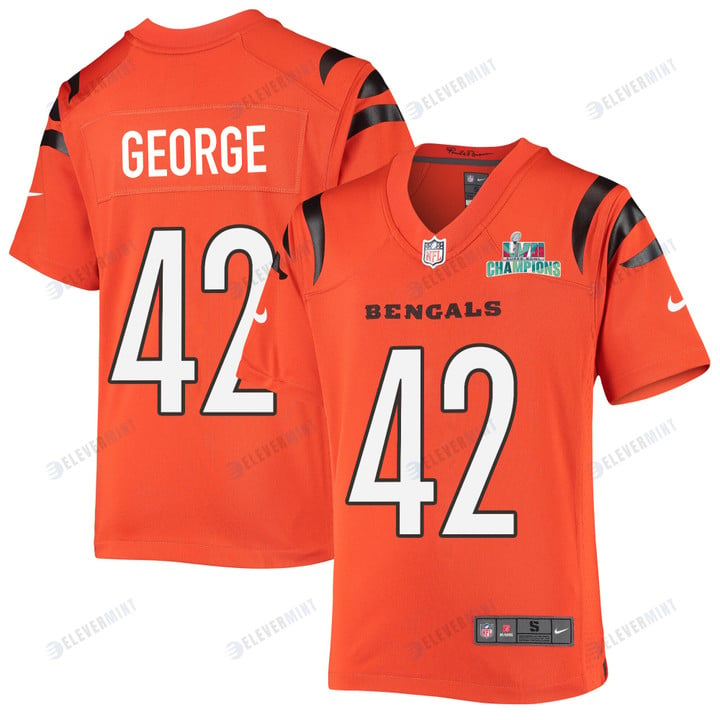 Allan George 42 Cincinnati Bengals Super Bowl LVII Champions Youth Alternate Game Jersey - Orange