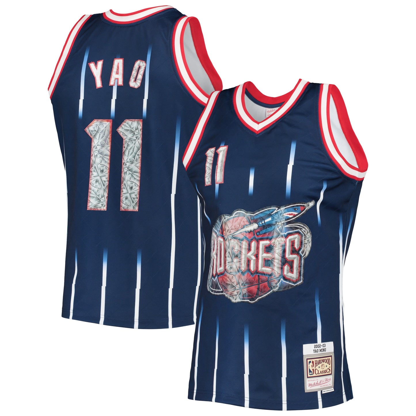 Yao Ming Houston Rockets Mitchell & Ness 1996-97 Hardwood Classics NBA 75th Anniversary Diamond Swingman Jersey - Navy