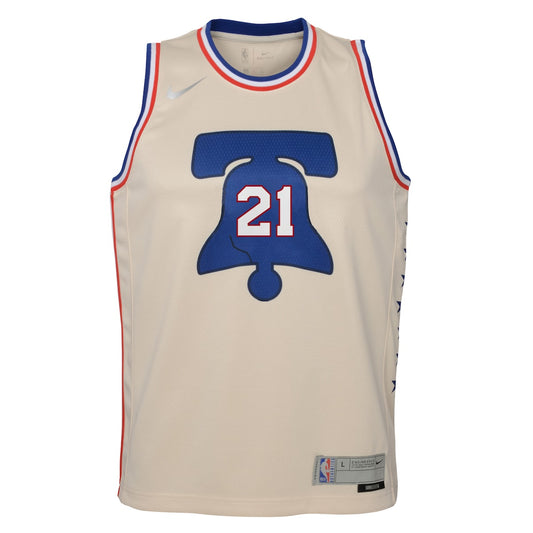 Boys' Grade School Joel Embiid Nike 76ers 2020/21 Swingman Jersey Earned Edition - Off White