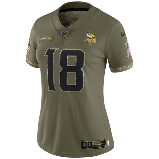 Women's Justin Jefferson Nike Vikings 2022 Salute To Service Limited Jersey - Green