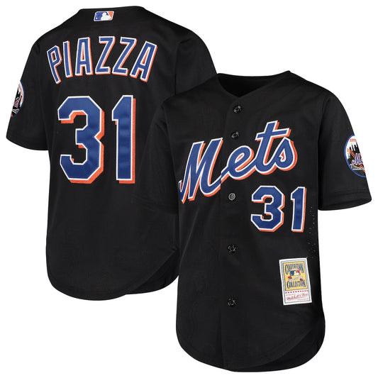 Boys' Grade School Mike Piazza Mitchell & Ness Mets Cooperstown Batting Practice Jersey - Black