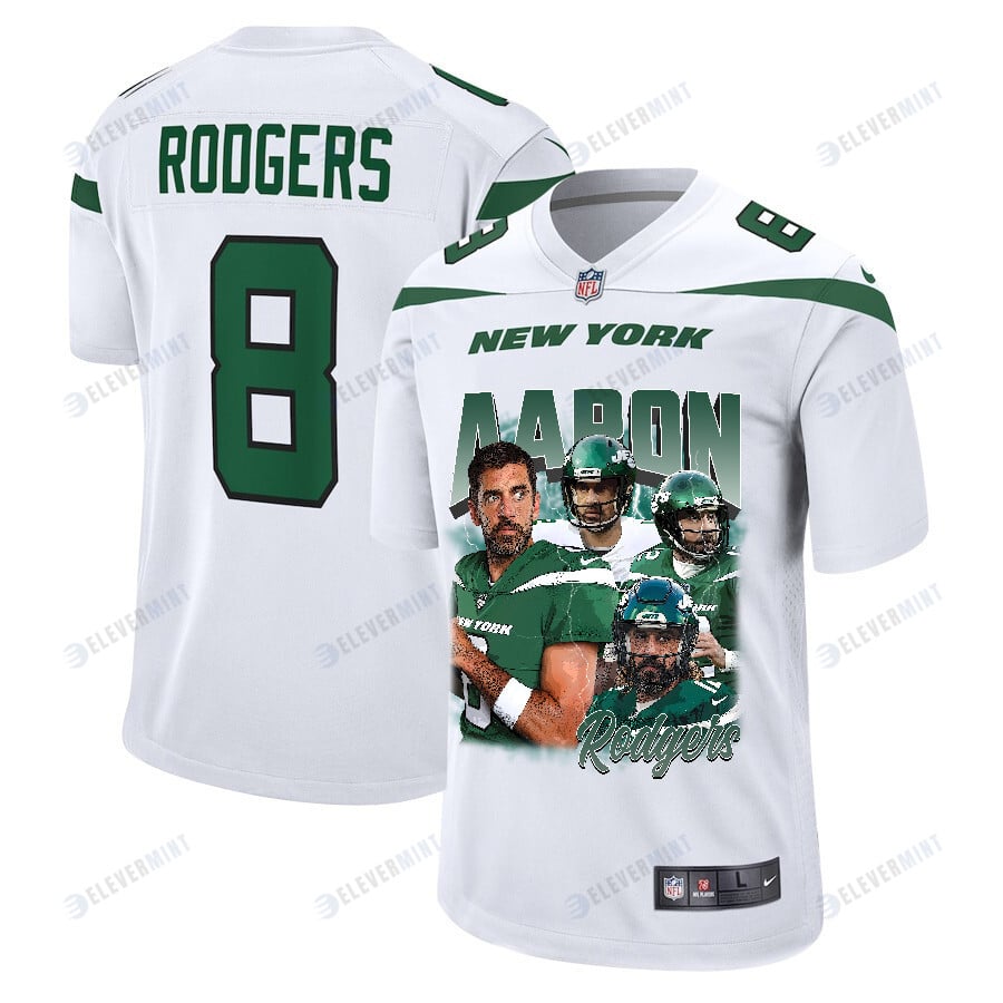 Aaron Rodgers 8 New York Jets Rocket Arm Game Jersey - Men, White