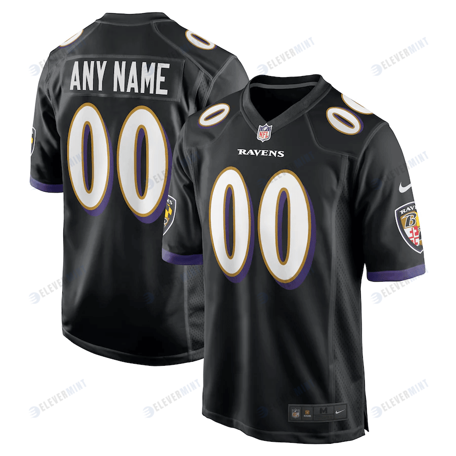 Baltimore Ravens Youth Game Custom 00 Jersey - Black