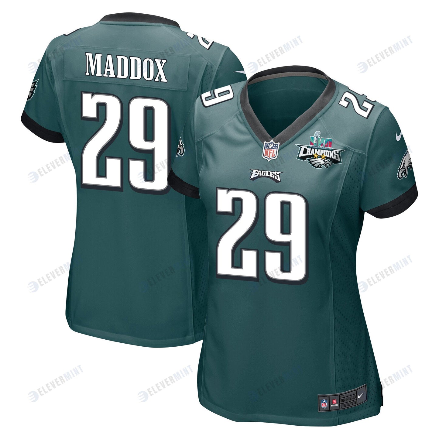 Avonte Maddox 29 Philadelphia Eagles Super Bowl LVII Champions 2 Stars Women Game Jersey - Midnight Green