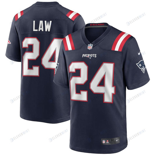 Ty Law 24 New England Patriots Men Game Retired Jersey - Navy